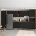 Ver imagem 3 de Armário De Cozinha Completa Com Adega 11 Portas 4 Gavetas Favorita Preto/Nature