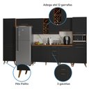 Ver imagem 5 de Armário De Cozinha Completa Com Adega 11 Portas 4 Gavetas Favorita Preto/Nature