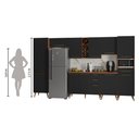 Ver imagem 2 de Armário De Cozinha Completa Com Adega 11 Portas 4 Gavetas Favorita Preto/Nature