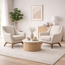 Ver imagem 1 de Kit 2 Poltronas Vittória em Linho Bege e Base de Madeira - Larbelle