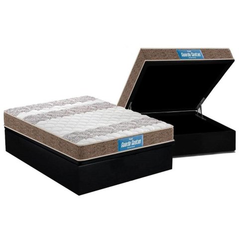 Cama Box Baú Casal: Colchão Espuma D33 Probel / EP Guarda Costas PróIntense Double Face + Base