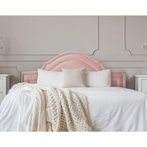 Cabeceira King Luxo 193x60 Veludo Rosê Tachas Prata