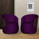 Ver imagem 1 de Kit 2 Poltronas Organica Beatriz Veludo Roxo C/ Composê Corano Marrom - Lm Decor