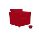 Ver imagem 1 de Kit 01 Poltrona Lisboa Decorativa + 01 Puff Redondo Decorativo Suede Vermelho