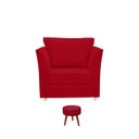 Ver imagem 2 de Kit 01 Poltrona Lisboa Decorativa + 01 Puff Redondo Decorativo Suede Vermelho