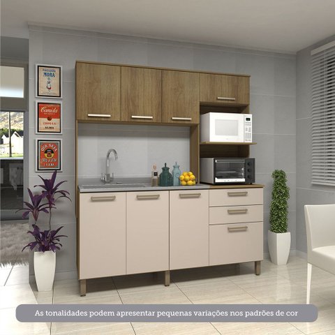Cozinha Compacta 182,10cm 8 Portas e 2 Gavetas sem Tampo sem Fundo 354 Luciane Móveis