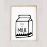 Quadro com Moldura Desenho Caixa de Leite Preto e Branco - 1