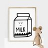 Quadro com Moldura Desenho Caixa de Leite Preto e Branco - 2
