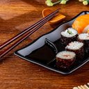 Ver imagem 6 de 6 Pratos Pretos Sushi com Molheira 19x12cm Melamina Travessa Servir Gourmet Mix