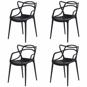 Kit 4 Cadeiras de Jantar Cozinha Area Gourmet Externa Allegra Preta