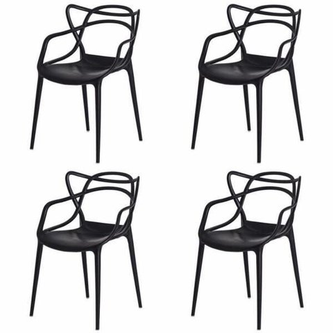 Kit 4 Cadeiras de Jantar Cozinha Area Gourmet Externa Allegra Preta