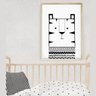 Quadro Decorativo Infantil Desenho Tigre Preto e Branco - 1