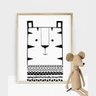 Quadro Decorativo Infantil Desenho Tigre Preto e Branco - 2