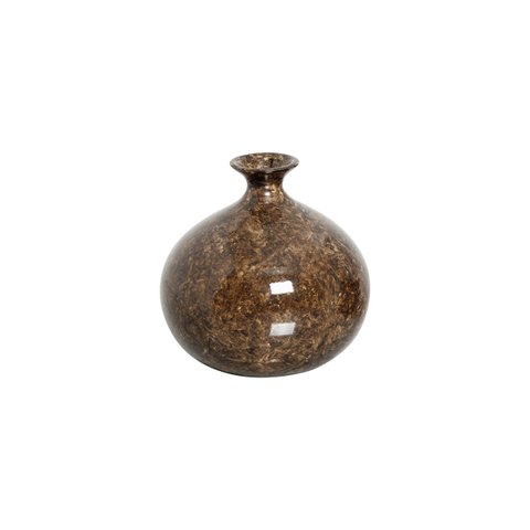 Vaso de Cerâmica Decorativo Pequeno Maia Marrom Petra 17x16 cm