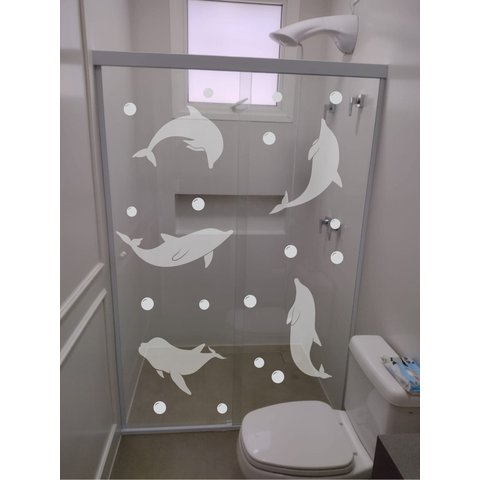 Adesivo para Box de Banheiro Golfinhos Jateados