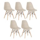 Ver imagem 1 de Kit 5 Cadeiras Charles Eames Eiffel Dsw - Base de Madeira Clara - Nude Multicolorido