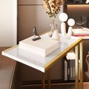 Ver imagem 3 de Mesa Lateral de Apoio Industrial Compacta Sofá- Branco Dourado