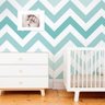 Papel de parede para quarto bebê chevron azul e branco - 1