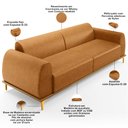 Ver imagem 4 de Sofá 3 Lugares para Sala de Estar Kiev 210cm D02 Base Castanho Pés D'ouro Couríssimo Whisky B-90 - L