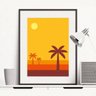 Quadro sala quarto paisagem tropical pôr do sol coqueiros - 1