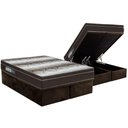 Ver imagem 1 de Cama Box Baú Queen Colchão Anatômico Ortobom Ortopédico Light + Base Crc Suede Brown(158x198)