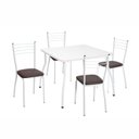 Ver imagem 1 de Mesa 4 Cadeiras Assento Marrom 90x90 Quadrada Fil Móveis