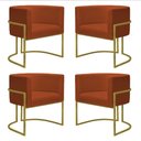 Ver imagem 1 de Kit 4 Poltronas Reforçada Decorativa Sala Nayara Base Ferro Dourado Suede Terracota