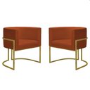 Ver imagem 3 de Kit 4 Poltronas Reforçada Decorativa Sala Nayara Base Ferro Dourado Suede Terracota