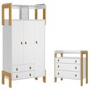 Ver imagem 1 de Guarda Roupa Infantil 4375 e Cômoda Gaveteiro 4410 Fantasia Branco Acetinado – Qmovi