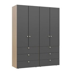 Guarda-roupa 2 Módulos 4 Portas 6 Prateleiras 6 Gavetas Frame Cabecasa madeiramadeira - 11