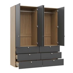 Guarda-roupa 2 Módulos 4 Portas 6 Prateleiras 6 Gavetas Frame Cabecasa madeiramadeira - 12