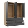 Guarda-Roupa 2 Módulos 4 Portas 6 Prateleiras 6 Gavetas Frame CabeCasa MadeiraOriginals - 12