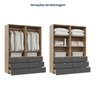 Guarda-Roupa 2 Módulos 4 Portas 6 Prateleiras 6 Gavetas Frame CabeCasa MadeiraOriginals - 13