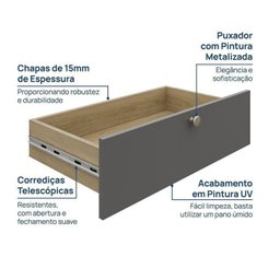 Guarda-roupa 2 Módulos 4 Portas 6 Prateleiras 6 Gavetas Frame Cabecasa madeiramadeira - 9
