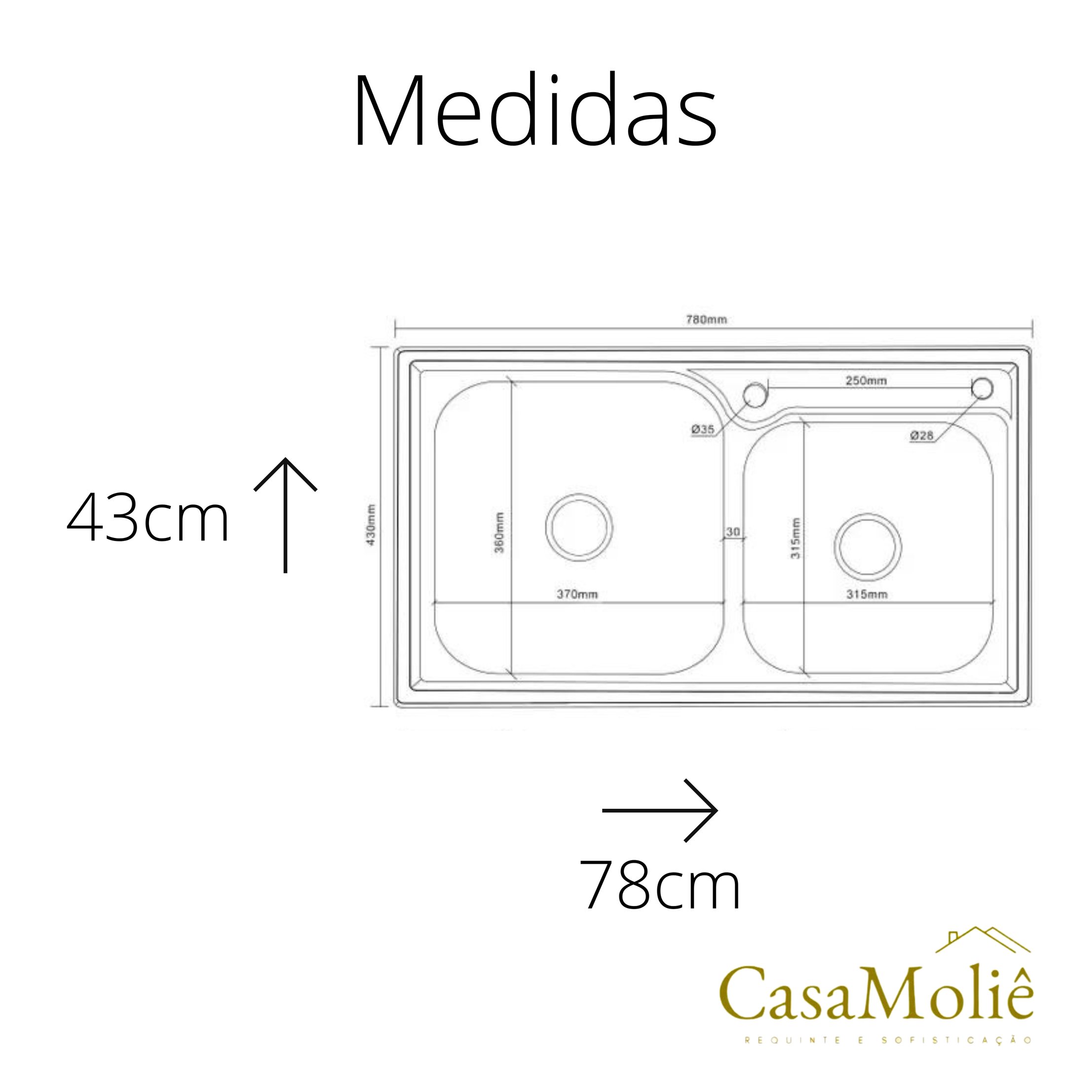 Cuba Cozinha Gourmet Dupla 78x43 Aço Inox Escovado C/ Acessórios e Torneira - 4