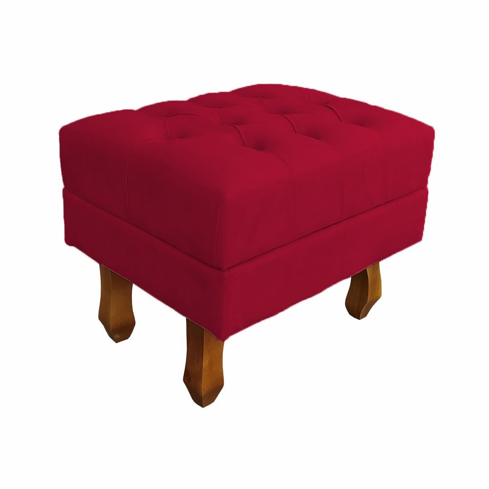 Puff Decorativo Luiz Xv Suede Vermelho