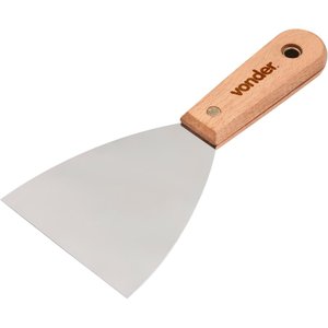 Espátula betumadeira aço inox 4" 10cm cabo madeira - Vonder