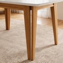 Ver mais imagens de Mesa de Jantar 6 Lugares Retangular Tampo de Vidro 180x90cm Base Madeira Maciça Bella Marrom/Cinamomo/Off White