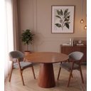 Ver imagem 1 de Conjunto Mesa de Jantar Redonda 90cm com 2 Cadeiras Estofadas Cinza/Marrom Yescasa