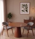 Ver imagem 1 de Conjunto Mesa de Jantar Redonda 90cm com 2 Cadeiras Estofadas Cinza/Marrom Yescasa