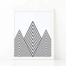 Quadro Decoração Abstrato Montanha Geométrica Preto e branco - 1