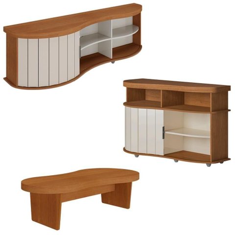 Rack Mesa Buffet Sala de Estar Mg4647 Cinamomo Off White Arly Cinamomo Off White