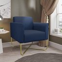 Ver imagem 2 de Kit 02 Poltronas Marisa Suede Azul Marinho Base X Industrial