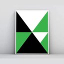Ver imagem 1 de Quadro mosaico abstrato geométrico verde branco e preto