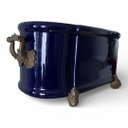 Ver imagem 5 de Cachepot Centro de Mesa em Porcelana Azul Escuro com Detalhes em Bronze 25x56x25cm