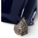 Ver imagem 4 de Cachepot Centro de Mesa em Porcelana Azul Escuro com Detalhes em Bronze 25x56x25cm