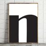 Quadro sala quarto letra N preto e branco - 1