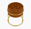 Ver imagem 2 de Kit 2 Puff Banqueta Estofado Decorativo Base de Ferro Capitonê Suede Terra Cota Eli Móveis e Decoraç