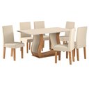 Ver mais imagens de Conjunto De Mesa Retangular Sala de Jantar Veneto 1,60m Off White com 6 Cadeiras Isadora Bege Suede