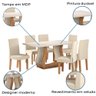 Conjunto De Mesa Retangular Sala de Jantar Veneto 1,60m Off White com 6 Cadeiras Isadora Bege Suede - 4